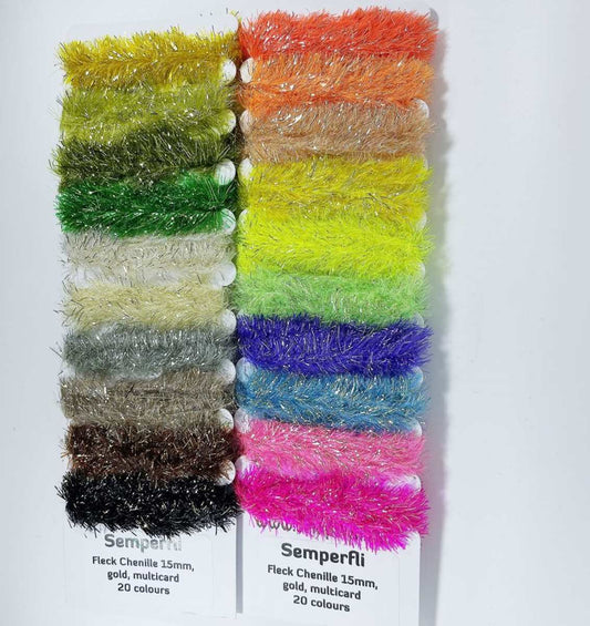 Gold Tinsel Fleck Chenille 15mm Multicards