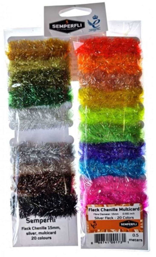 Silver Tinsel Fleck Chenille 15mm Multicards